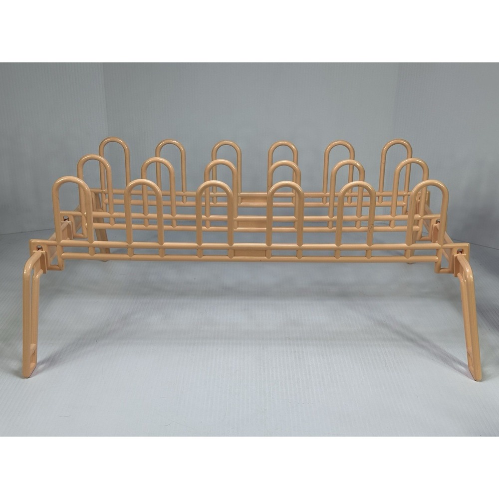 Vintage 80s Peach Plastic Yaffa Style 9 Pair Shoe Rack